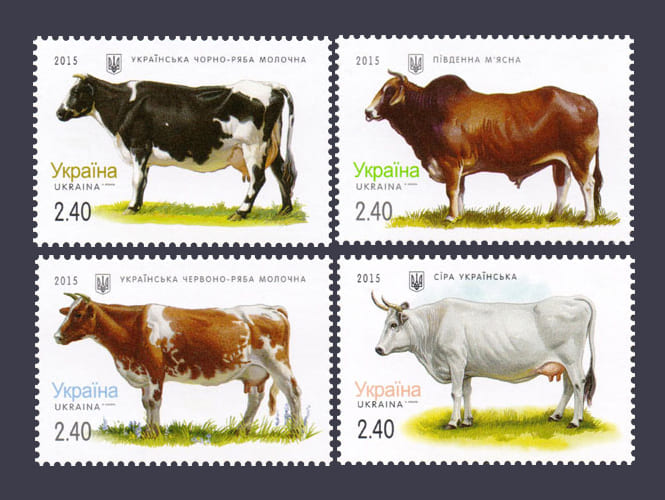 2015 марки Коровы СЕРИЯ №1447-1450