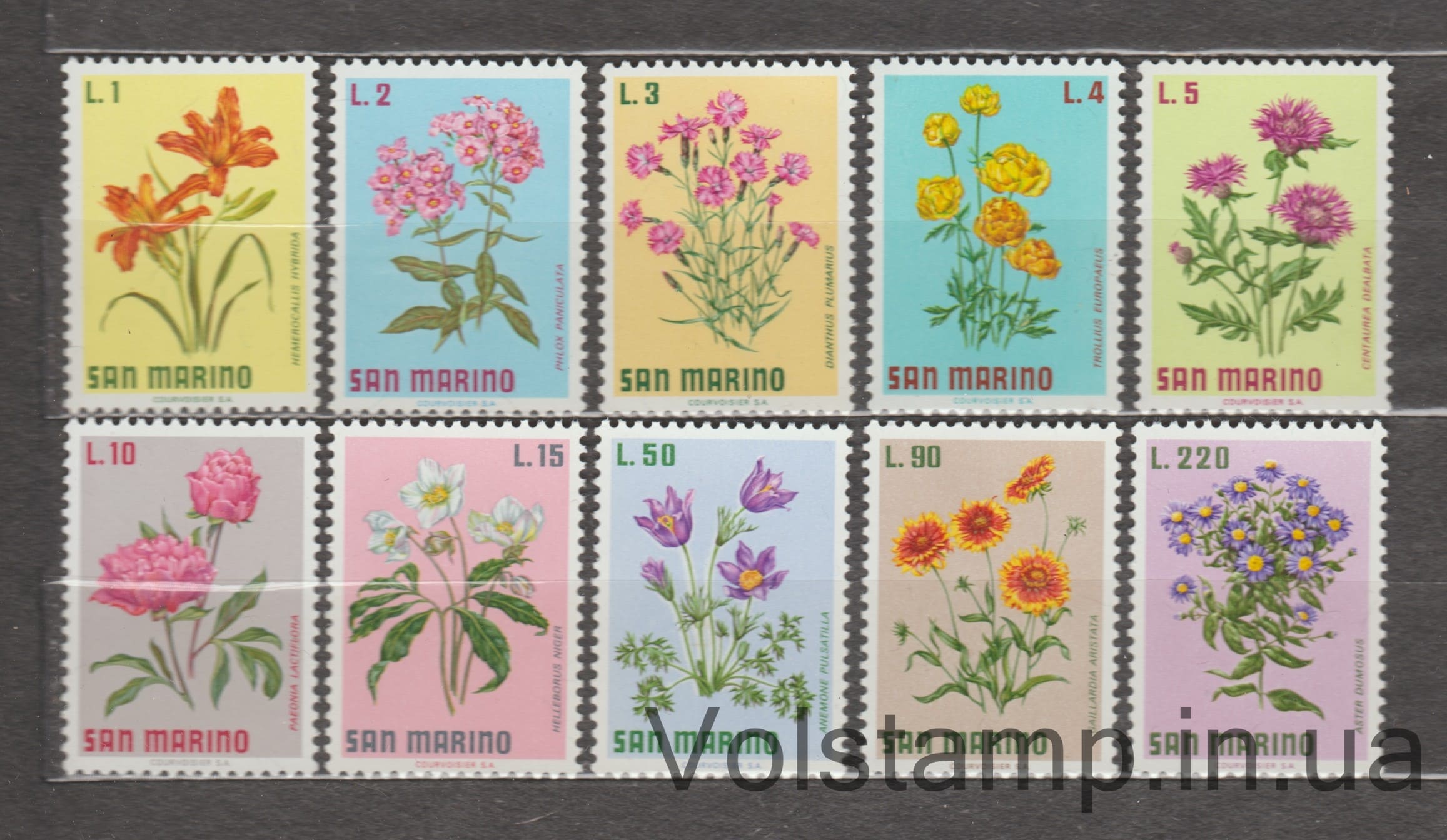San Marino Series of stamps (Flowers) MNH №984-993 1971 San Marino Series of stamps (Flowers) MNH №984-993