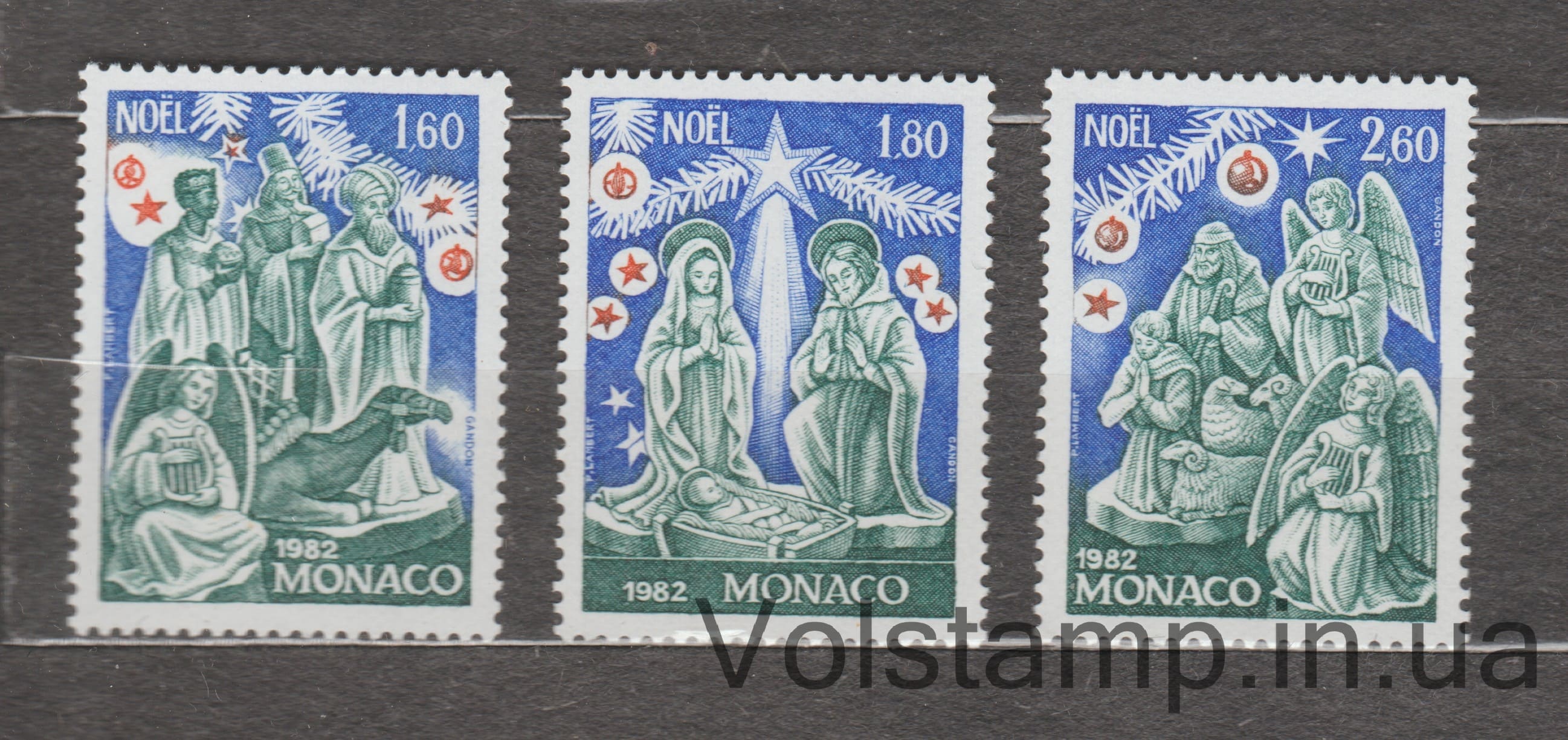 Монако Серия марок (Рождество: Фигурки для рождественского вертепа) MNH №1561-1563 1982 Монако Серия марок (Рождество: Фигурки для рождественского вертепа) MNH №1561-1563