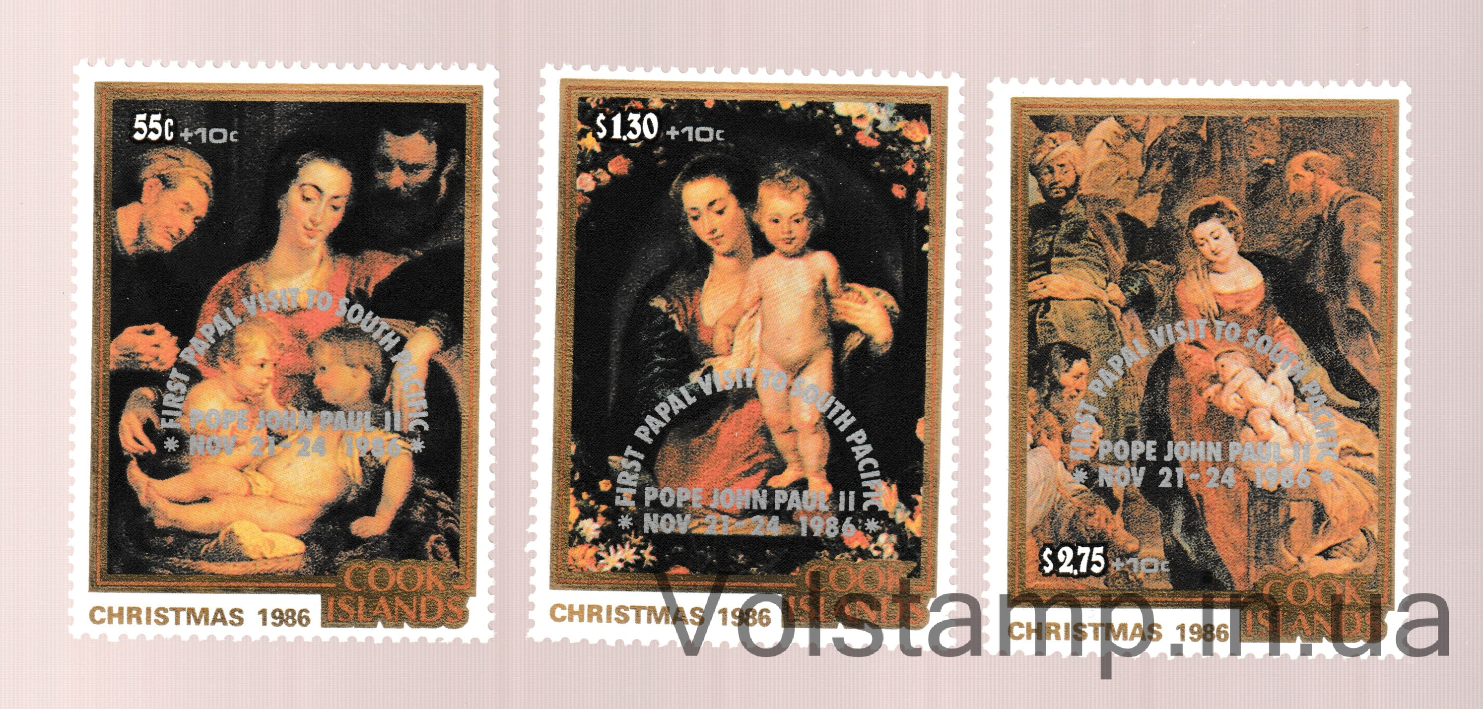 1986 Cook Islands Stamp Series (Visit of the Pope) MNH №1132-1134