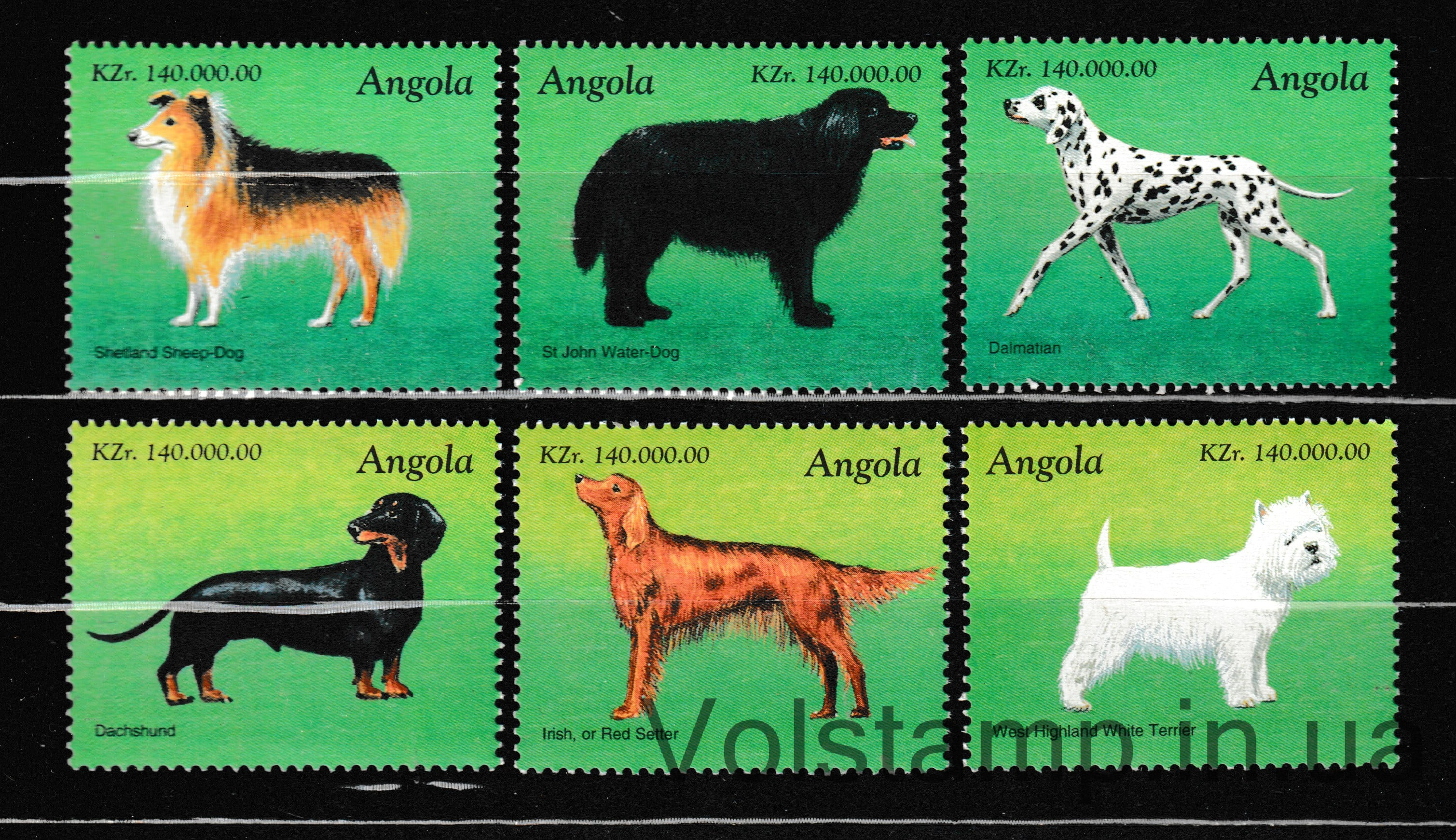 Ангола Серия марок (Собаки) MNH №1204-1209 1998 Ангола Серия марок (Собаки) MNH №1204-1209