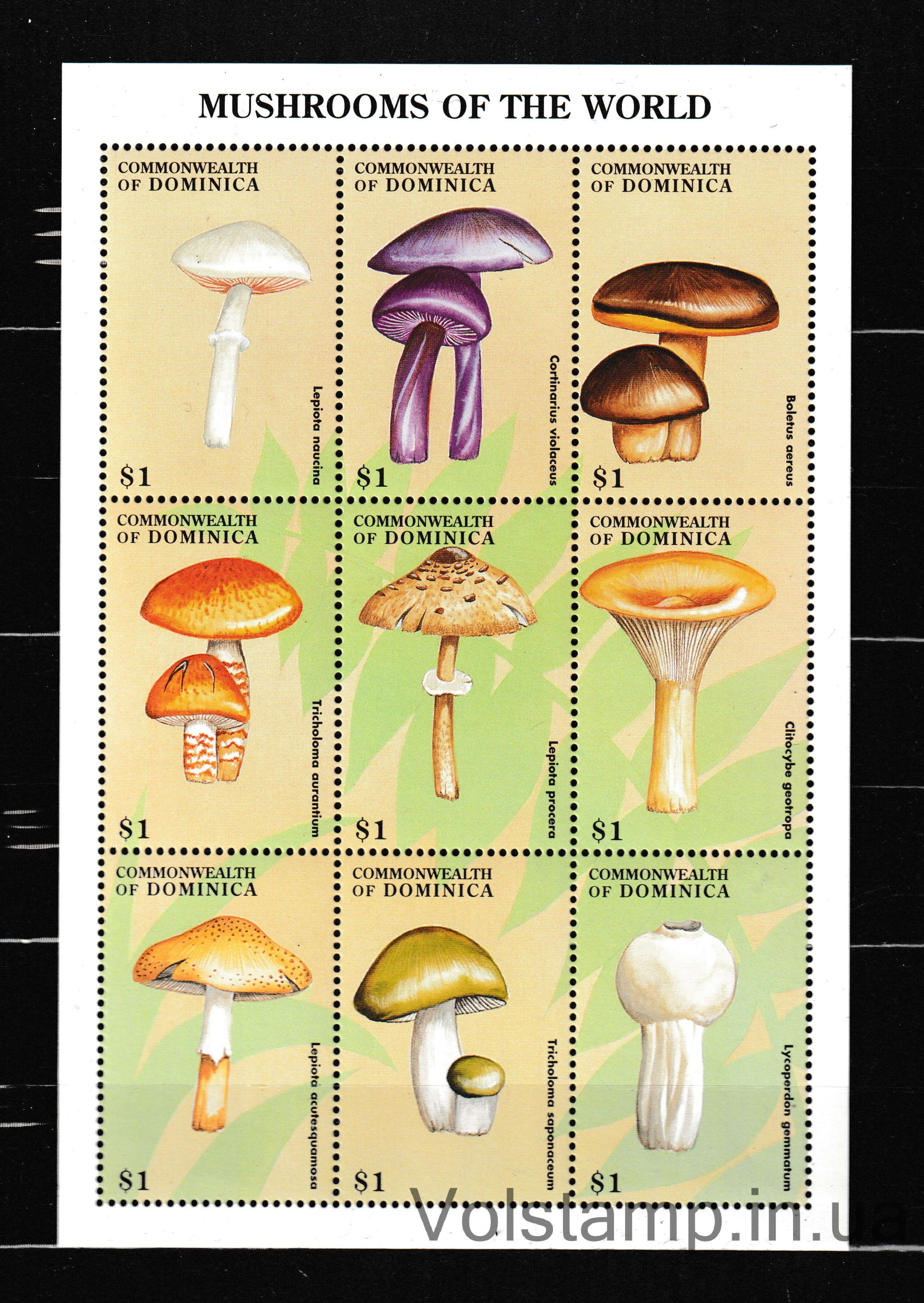 1998 Доминика Малый лист (Грибы мира) MNH №2477-2485