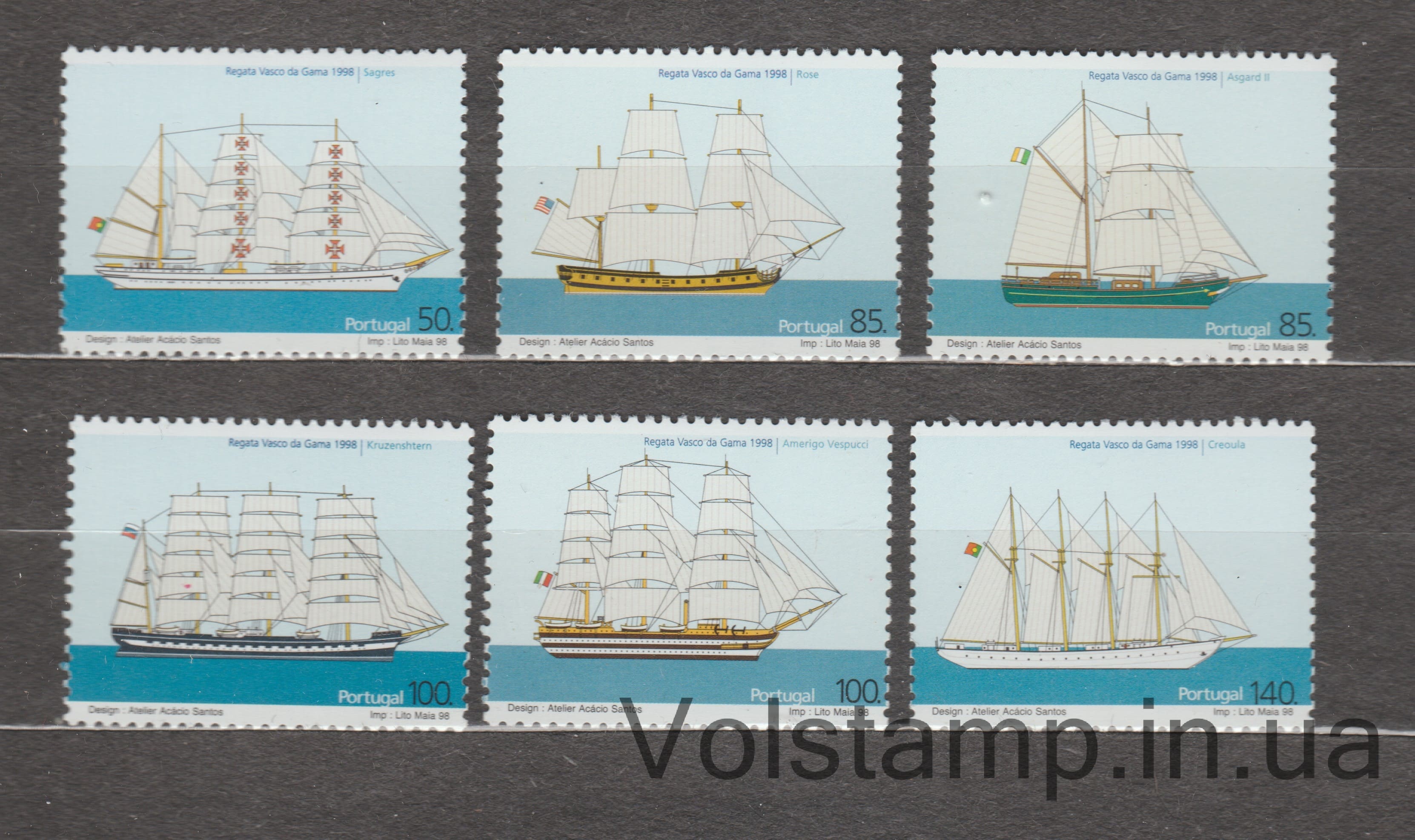 1998 Португалия Серия марок (Регата «Васко да Гама») MNH №2293-2298