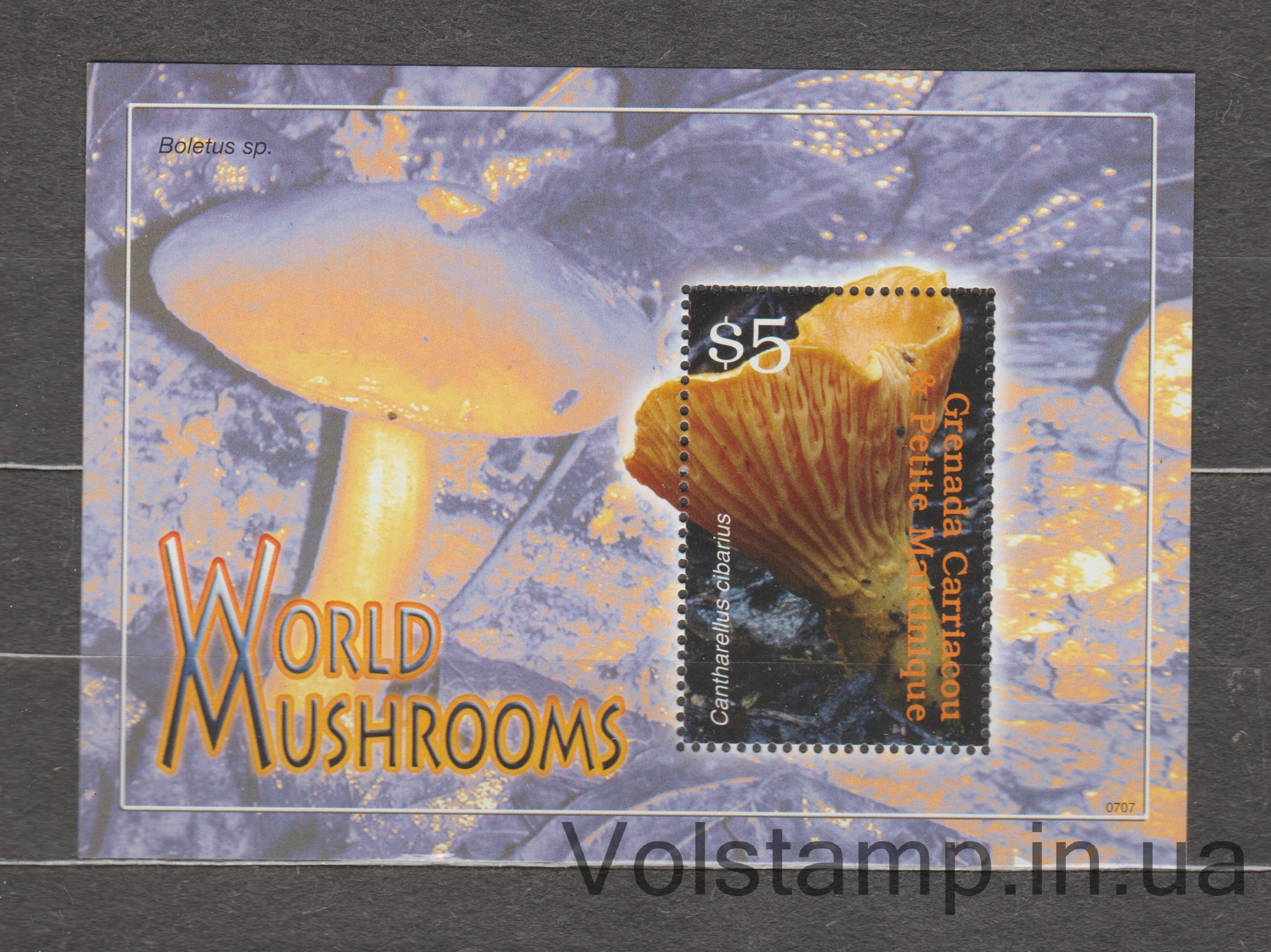 Гренада Карриака и Петит Мартиник Блок (Грибы Cantharellus cibarius) MNH №БЛ617 2007 Гренада Карриака и Петит Мартиник Блок (Грибы Cantharellus cibarius) MNH №БЛ617