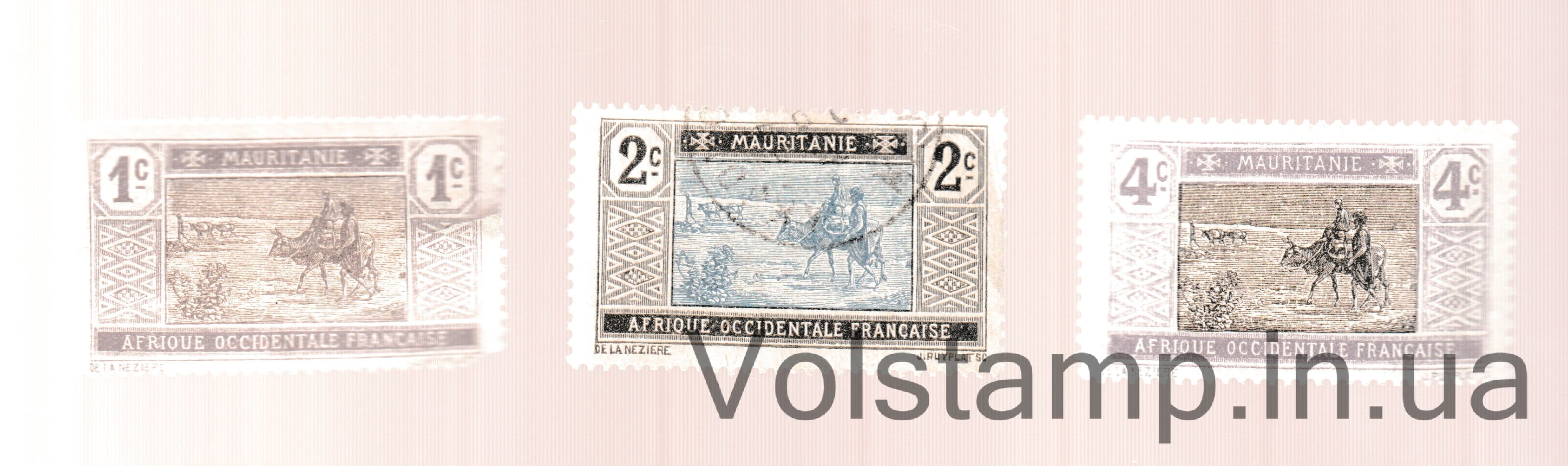 1913 Мавритания Неполная серия марок (Стандартные марки (Фауна)) MH + Гашеная №17-19