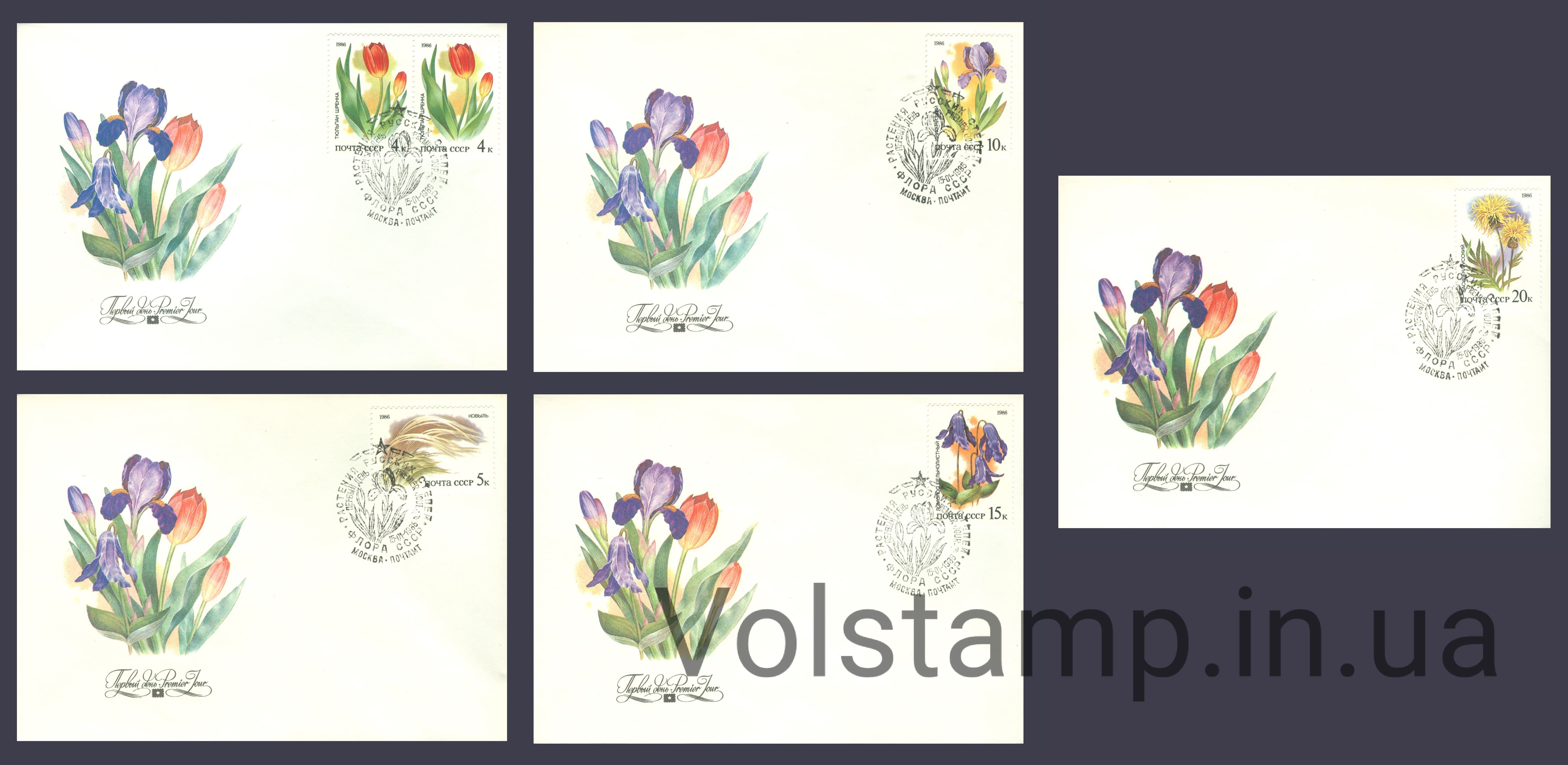 1986 КПД Степные растения, занесенные в Красную книгу СССР №5625-5629