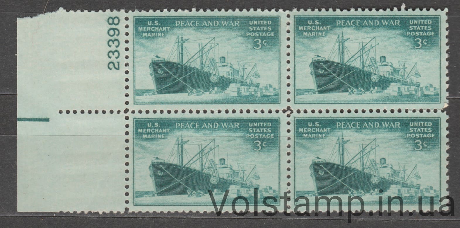 1946 США Квартблок (Транспорт, корабль свободы разгружает груз) MNH №544