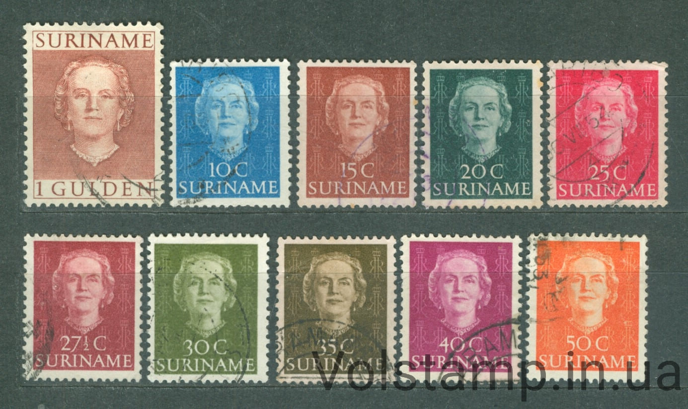 1951 Суринам Серия марок (Королева Юлиан, королевы, личности) Гашеные №320-329