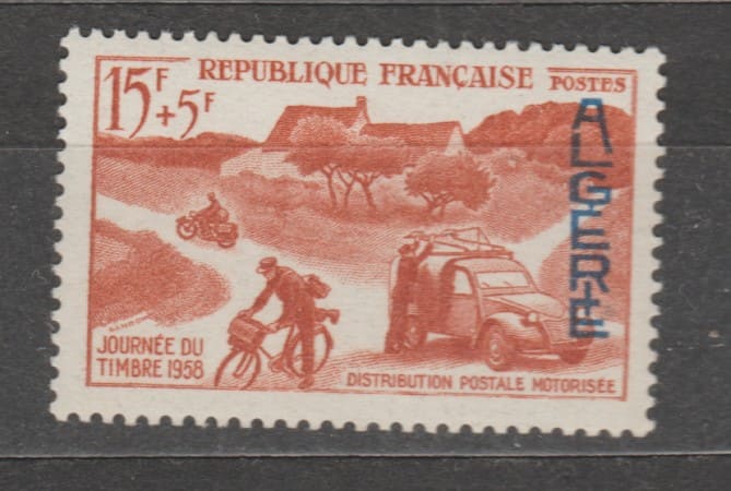 1958 Алжир Марка (День марки, транспорт, машина, мотоцикл) MNH №372