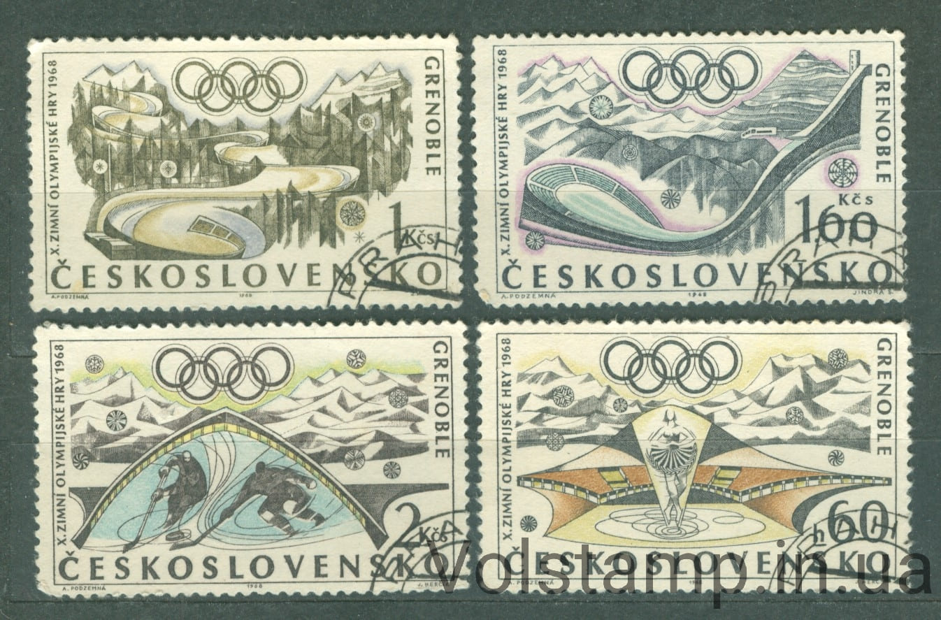 1968 Чехословаччина Серія марок (Зимові Олімпійські ігри 1968 року– Гренобль) Гашені №1763-1766