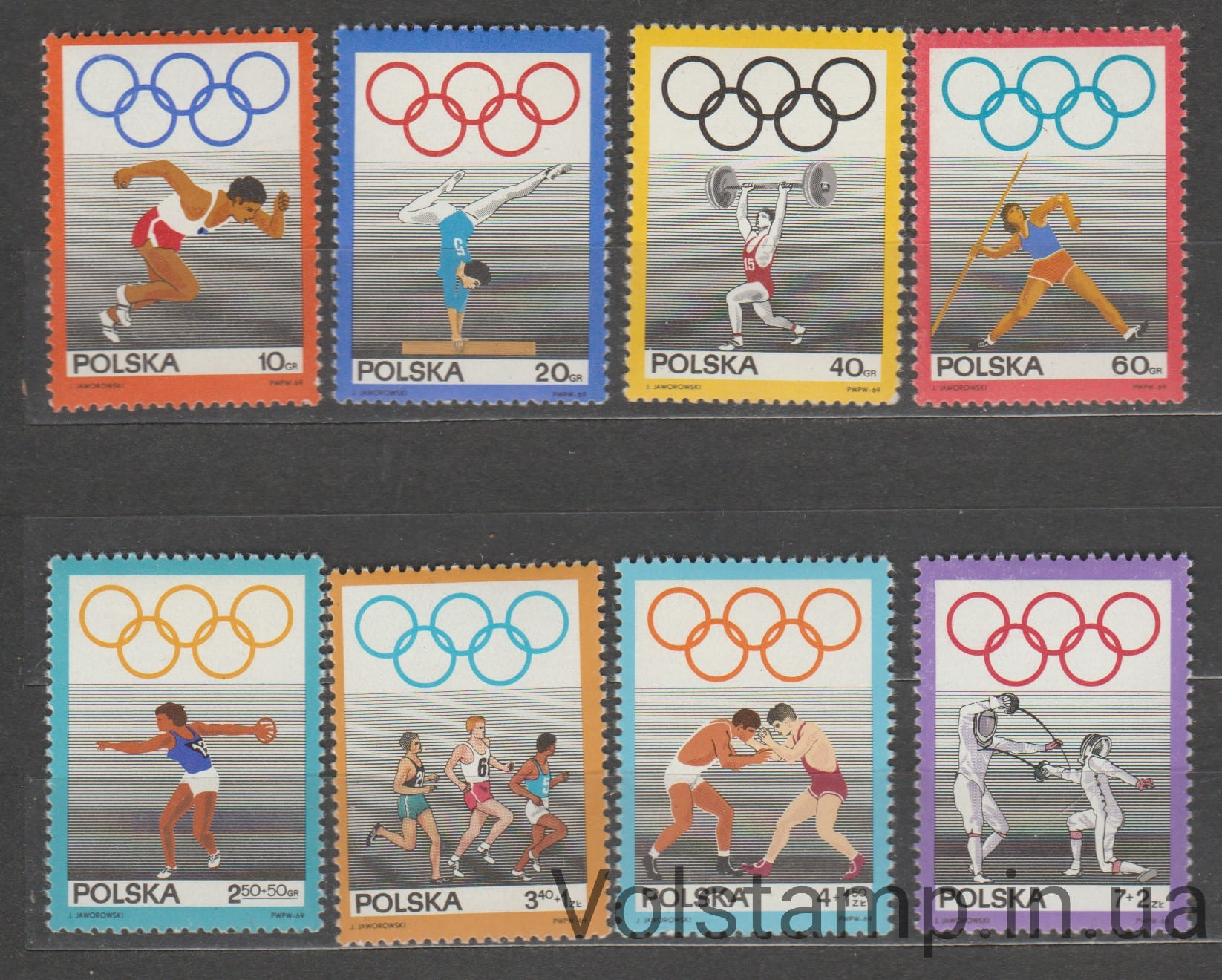 1969 Польша Серия марок (Спорт, 50 лет. Польского олимпийского комитета) MNH №1908-1915