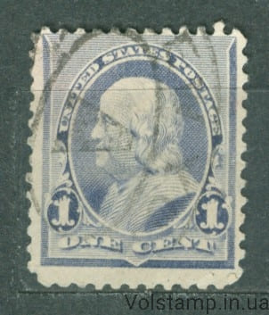 1890 США Марка (Бенджамин Франклин (1706-1790), ведущий писатель и политик) Гашеная №61