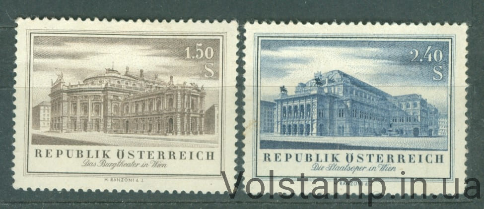 1955 Австрия Серия марок (Бургтеатр и Государственная опера, здания) MH №1020-1021