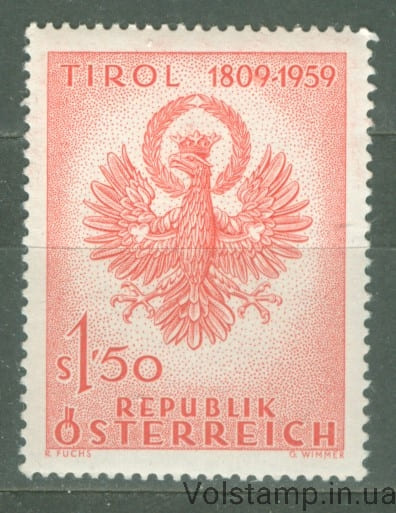1959 Австрия Марка (Празднование 150-летия тирольской свободы, гербы) MH №1067