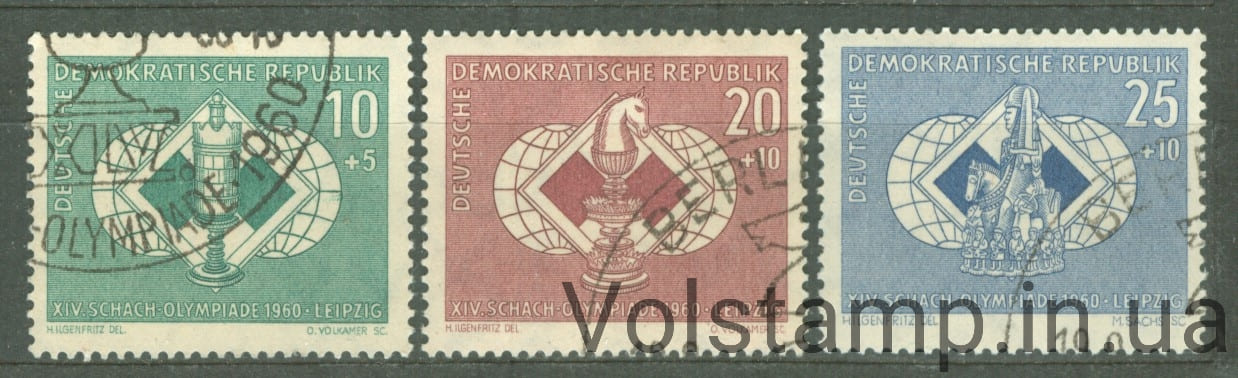 1960 ГДР Серия марок (14-я шахматная олимпиада, Лейпциг) Гашеные №786-788