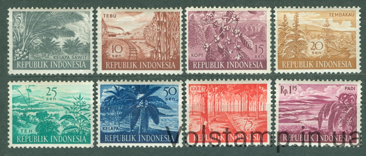 1960 Индонезия Серия марок (Сельскохозяйственные продукты, растения) MNH №269-276