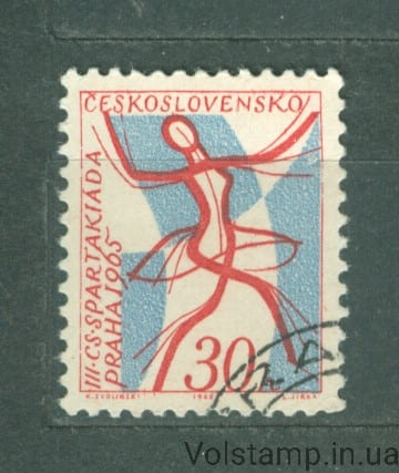 1965 Чехословакия Марка (3-я Всероссийская Спартакиада, танцы) Гашеная №1503