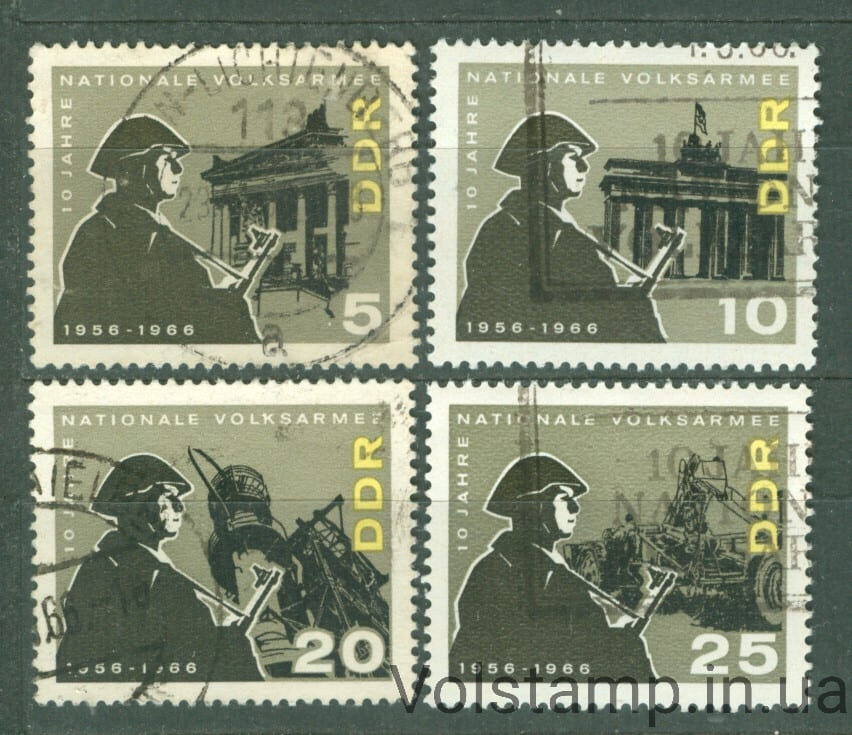 1966 ГДР Серия марок (10 лет Национальной народной армии (НВА)) Гашеные №1161-1164