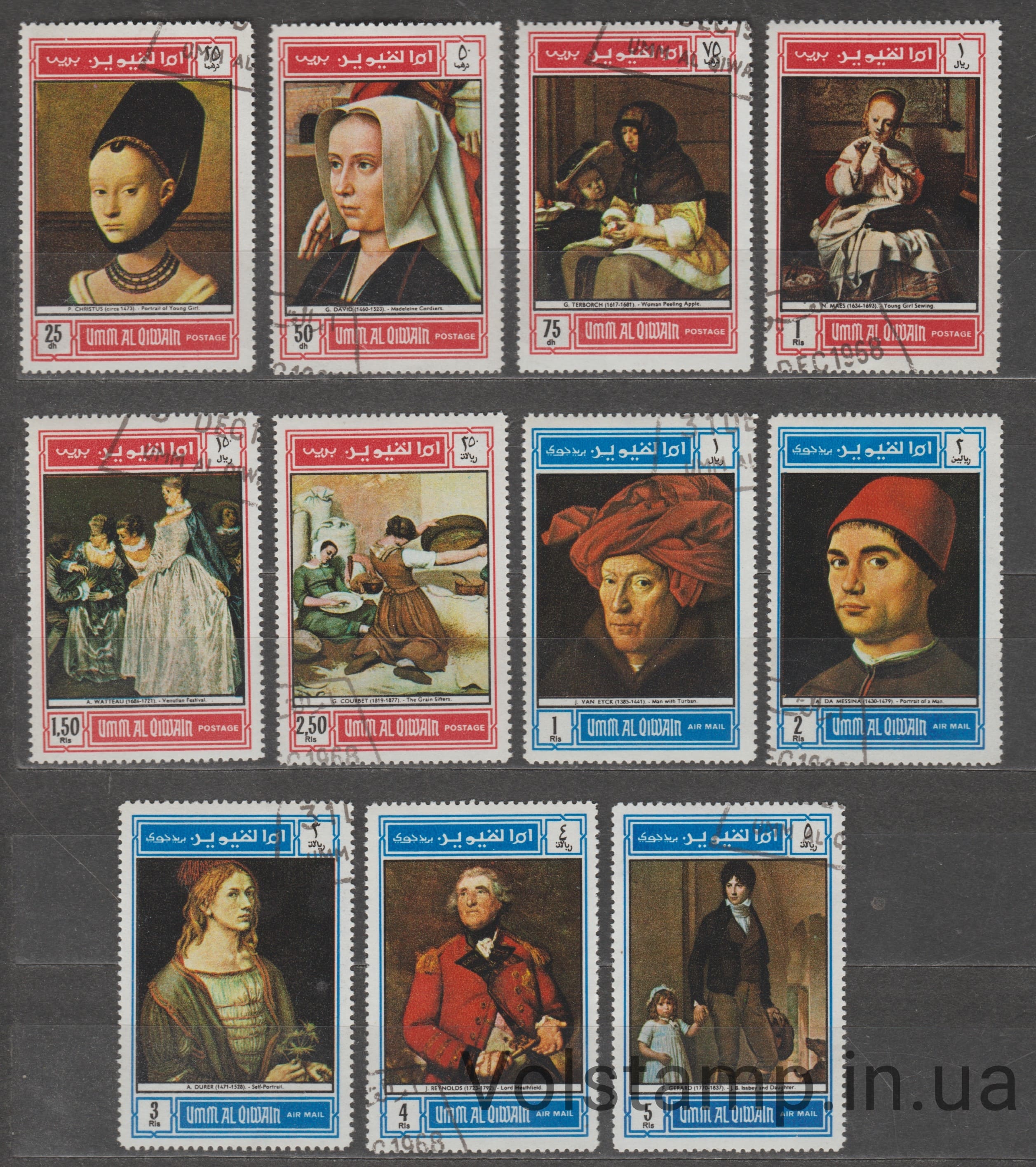 1968 Умм аль-Кувейн Серия марок (Картины старых мастеров) Гашеные №243-253