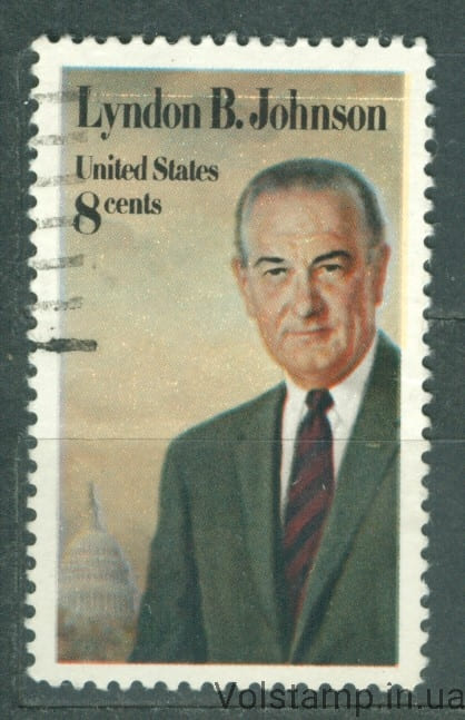 1973 США Марка (Линдон Б. Джонсон (1908–1973), 36-й президент) Гашеная №1118
