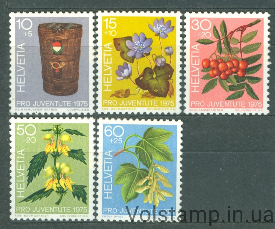 1975 Швейцария Серия марок (Декоративные растения леса, день марок) MNH №1062-1066
