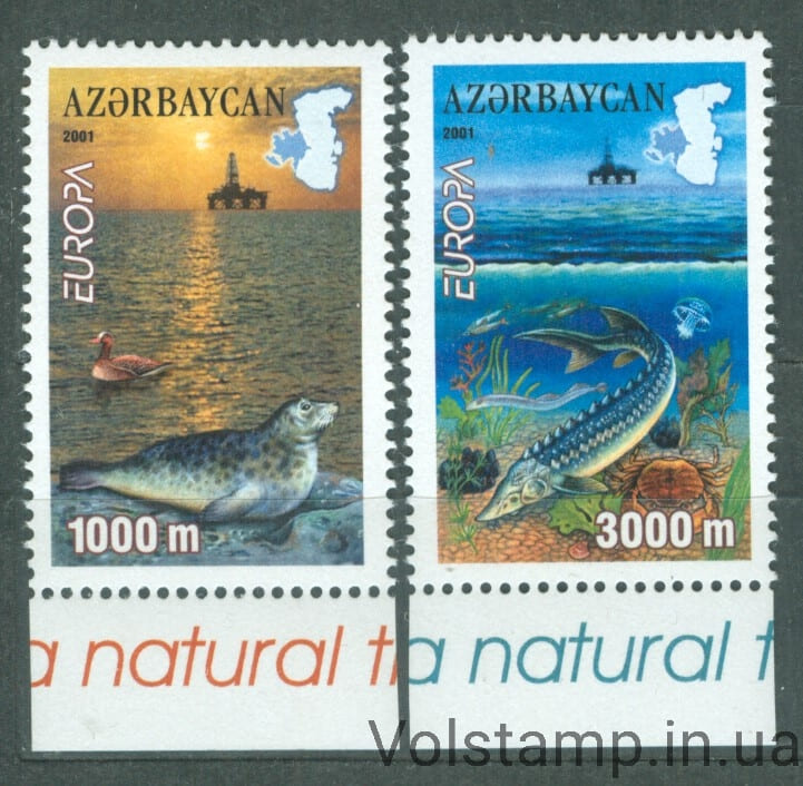 2001 Азербайджан Серия марок (Европа (CEPT) 2001 - Вода - природное сокровище) MNH №494-496