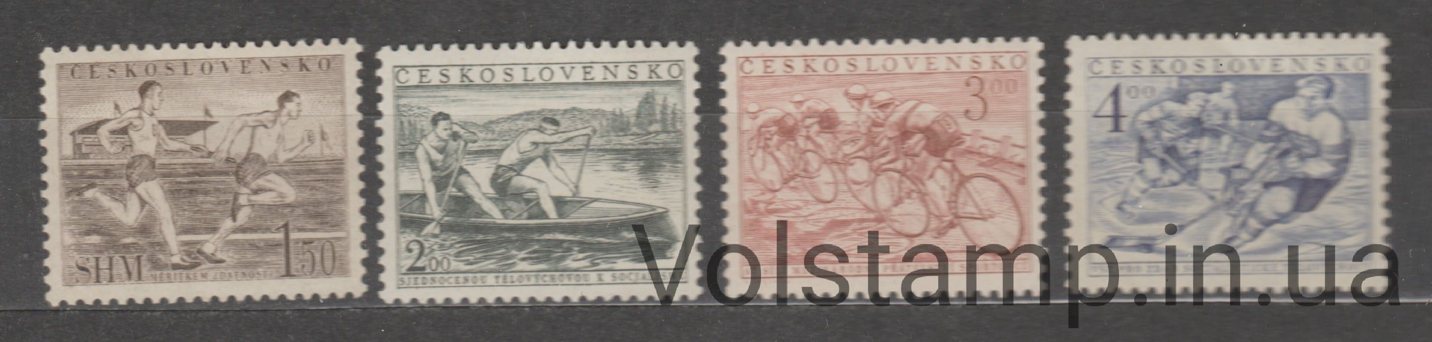 1952 Чехословакия Серия марок (Единое физическое воспитание, велосипеды, гребля) MNH №749-752