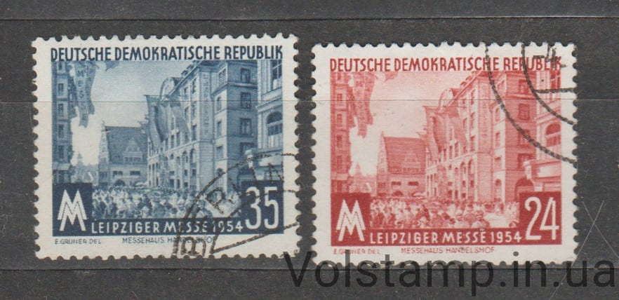 1954 ГДР Серия марок (Лейпцигская осенняя ярмарка, здания, архитектура) Гашеные №433-434