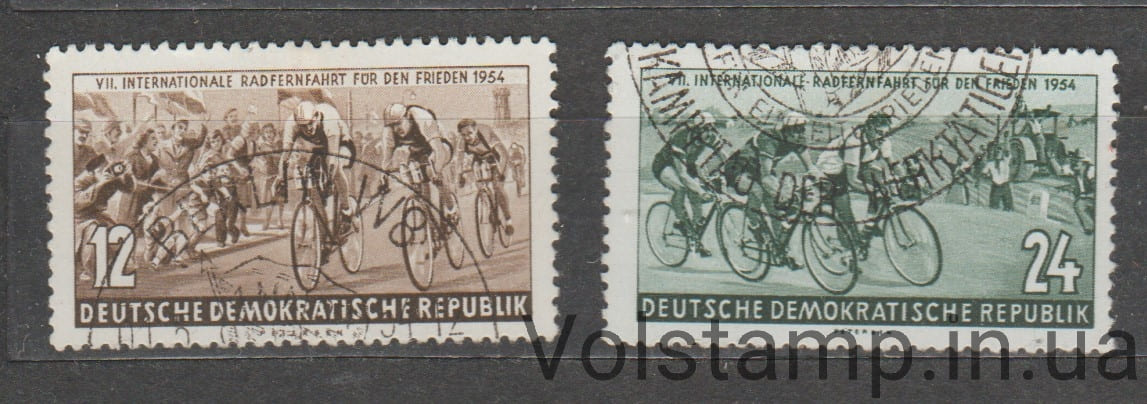 1954 ГДР Серия марок (Международный мирный велоспорт Варшава – Берлин – Прага) Гашеные №426-427