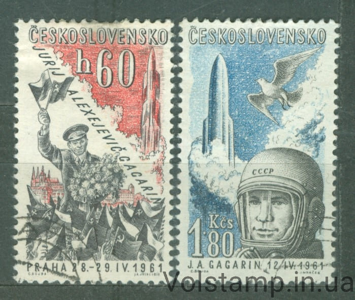 1961 Чехословакия Серия марок (Визит в Прагу Ю. Гагарина) Гашеные №1280-1281