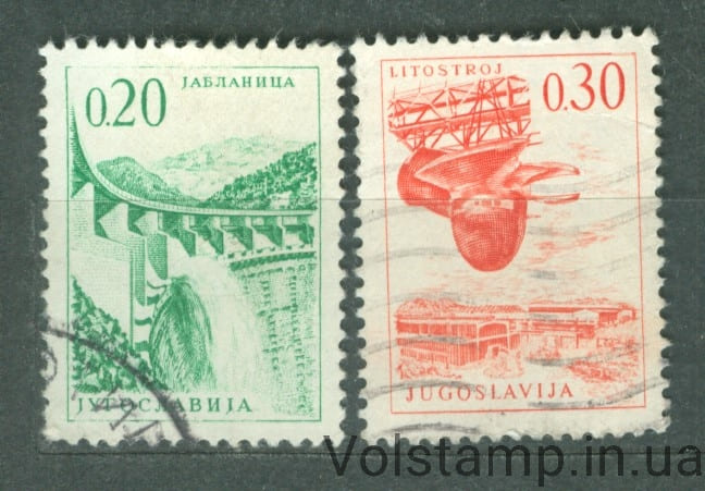 Югославія Серія марок (Інженерія та архітектура, дамба) Гашені №1155-1156 1966 Югославія Серія марок (Інженерія та архітектура, дамба) Гашені №1155-1156