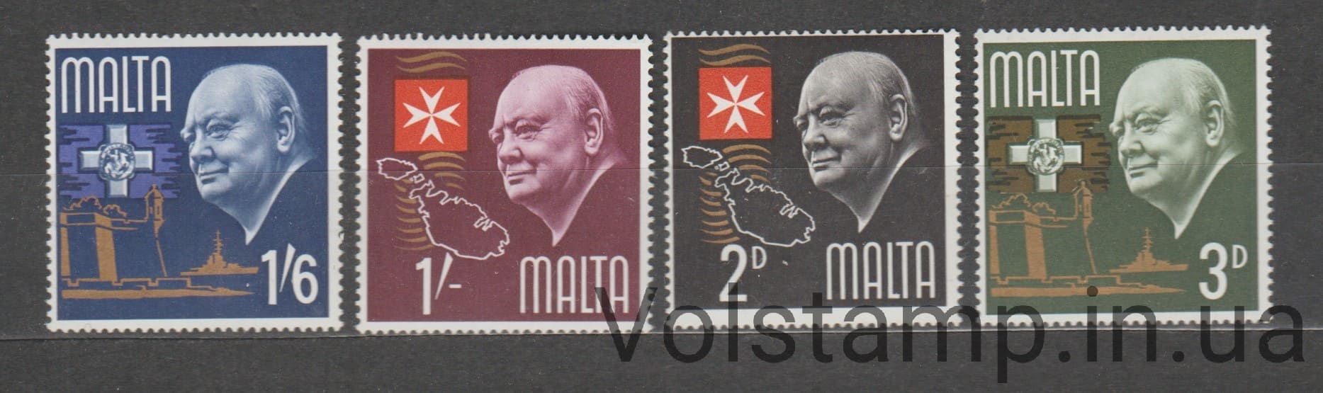 1966 Мальта Серия марок (1-я годовщина смерти сэра Уинстона Черчилля) MNH №333-336