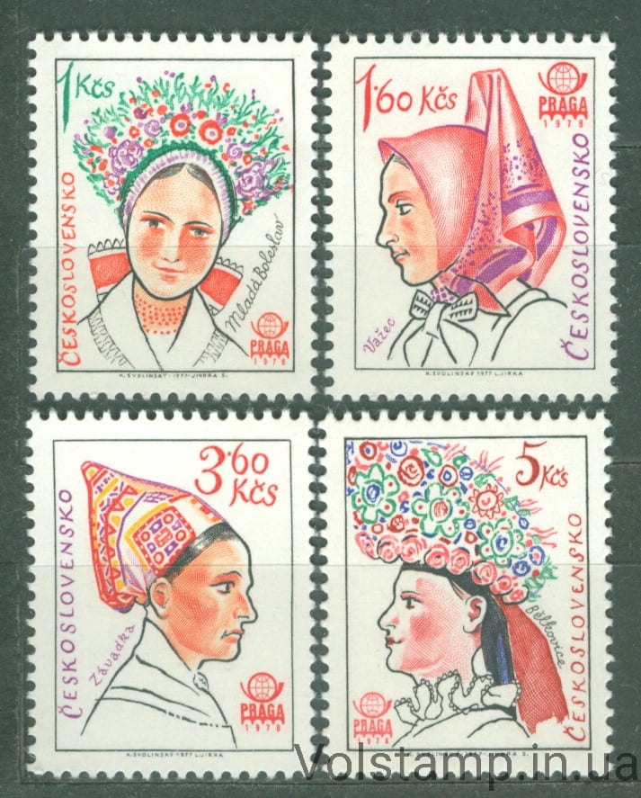 1977 Чехословаччина Серія марок (Національні народні костюми (Завадки)) MNH №2387-2390