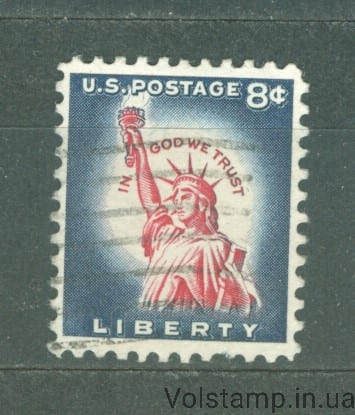 США Марка (Статуя Свободы (1875 г.), Остров Свободы, Нью-Йорк) Гашеная №663 1954 США Марка (Статуя Свободы (1875 г.), Остров Свободы, Нью-Йорк) Гашеная №663