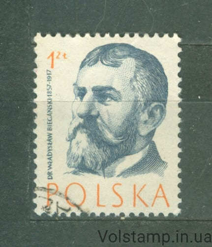 Польша Марка (Доктор Владислав Беганский) Гашеная №1029 1957 Польша Марка (Доктор Владислав Беганский) Гашеная №1029
