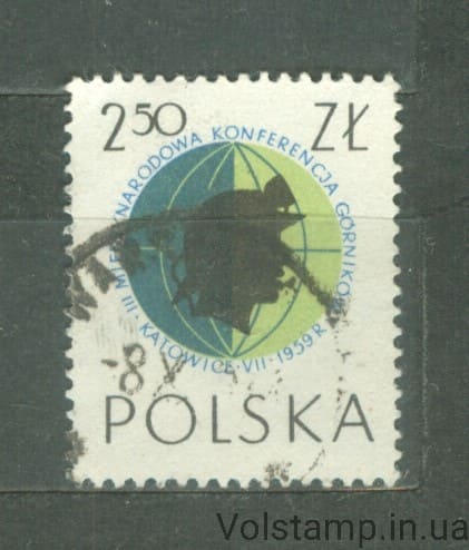 1959 Польша Марка (Шахтер и глобус) Гашеная №1107