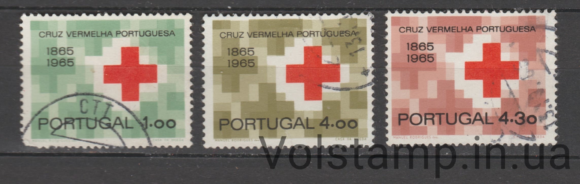 1965 Португалия Серия марок (Португальский Красный Крест, столетие) Гашеные №987-989