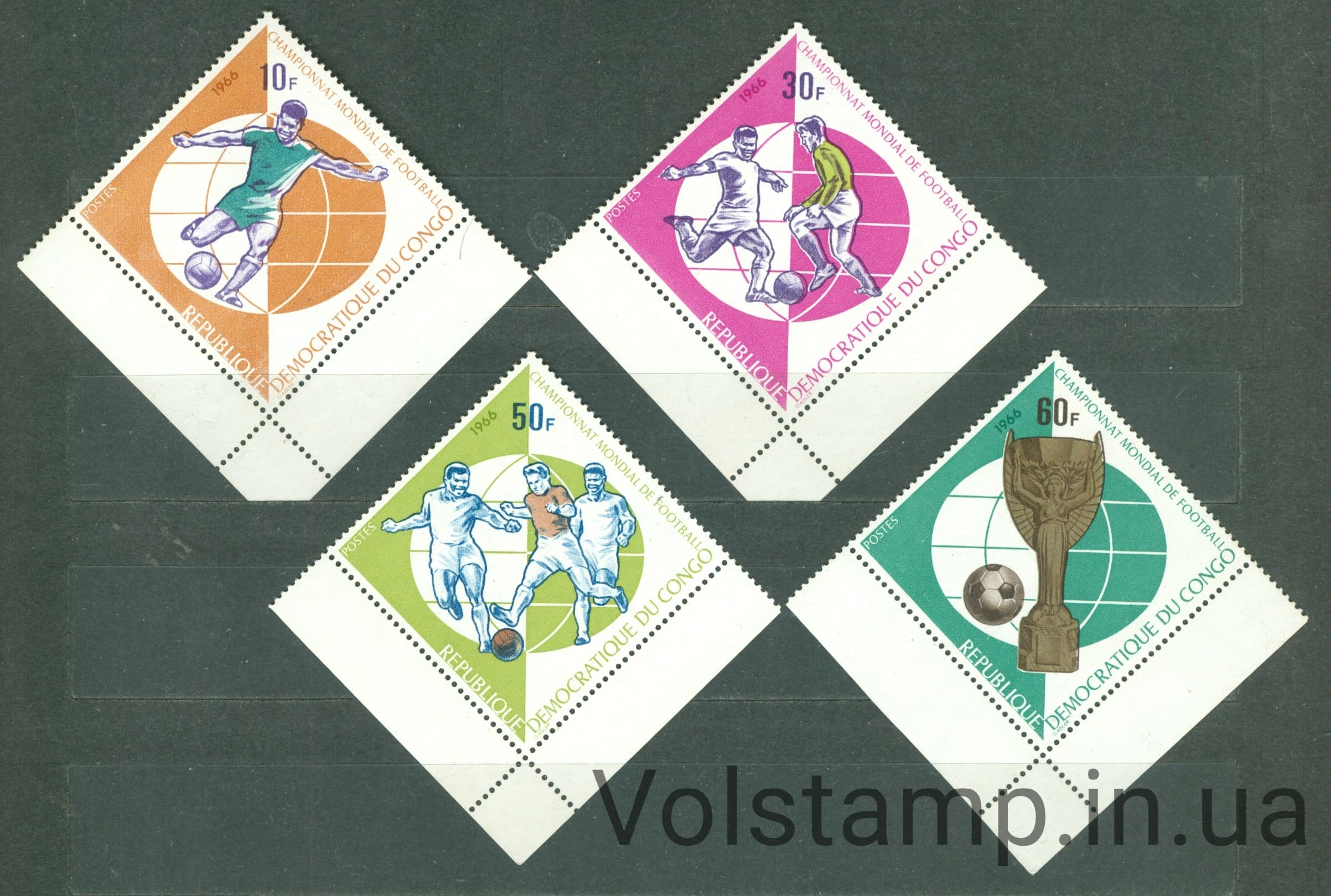 1966 Конго (Киншаса) Серия марок (Чемпионат мира по футболу 1966 года – Англия.) MNH №629-632
