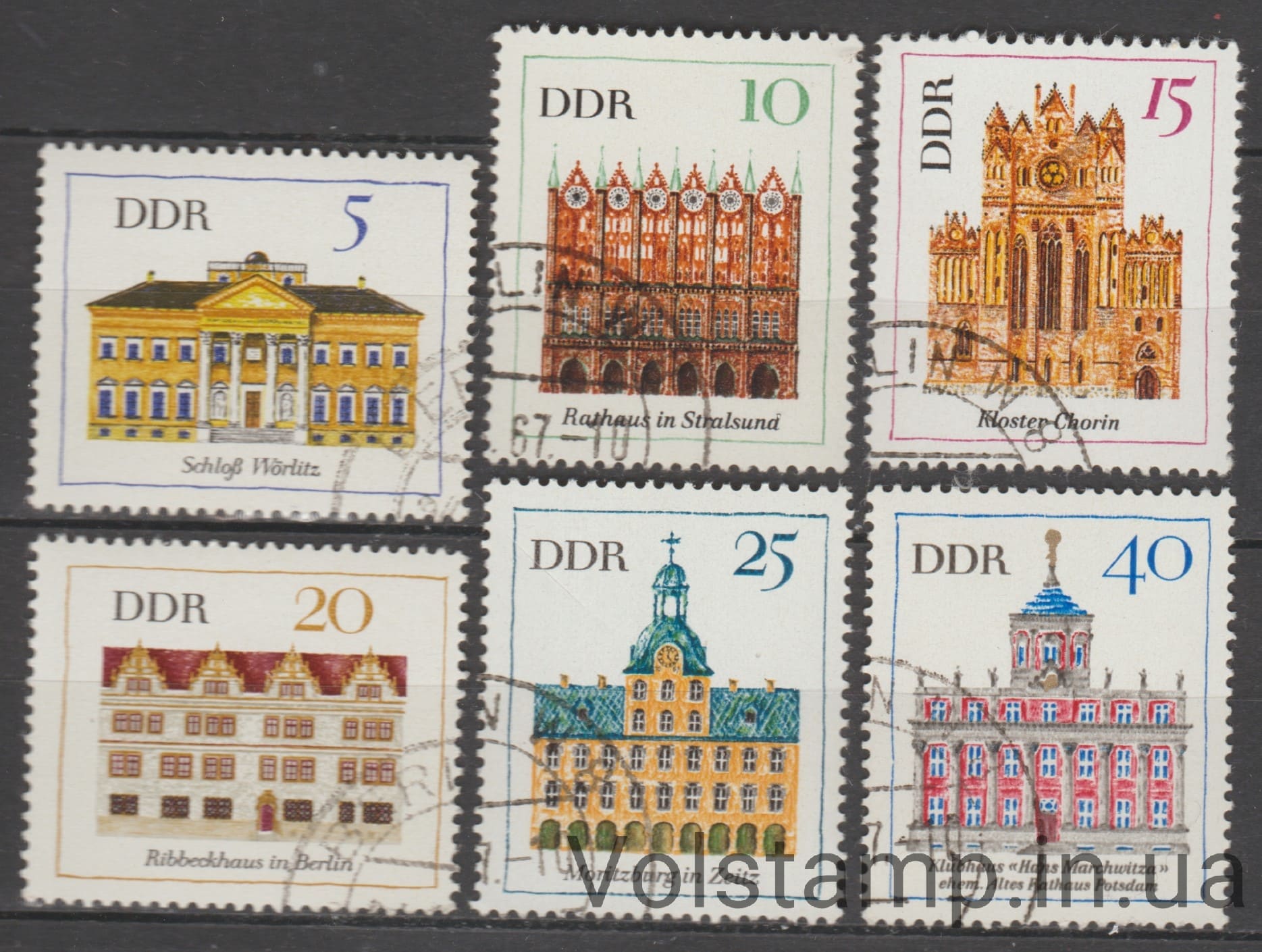 1967 ГДР Серия марок (Важные здания) Гашеные №1245-1250