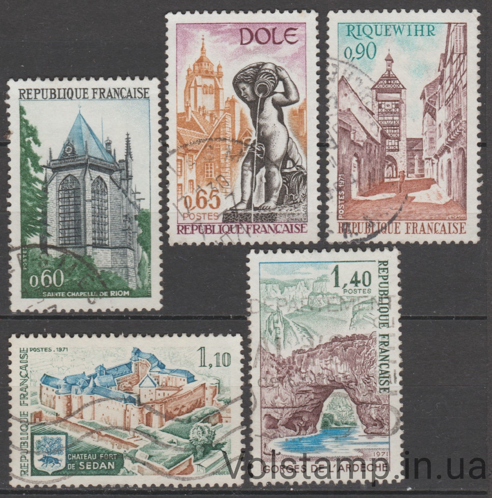 1971 Франция Серия марок (Туристическая реклама 1971 г.) Гашеные №1756-1760