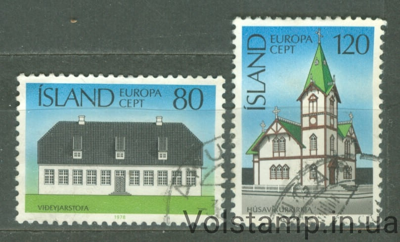 1978 Исландия Серия марок (Европа (CEPT) 1978 - Архитектура) Гашеные №530-531