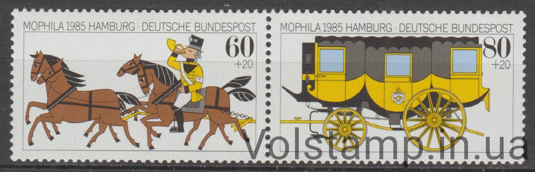 1985 Германия, Федеративная Республика Сцепка (Международная выставка марок MOPHILA '85, Гамбург) MNH №1255-1256