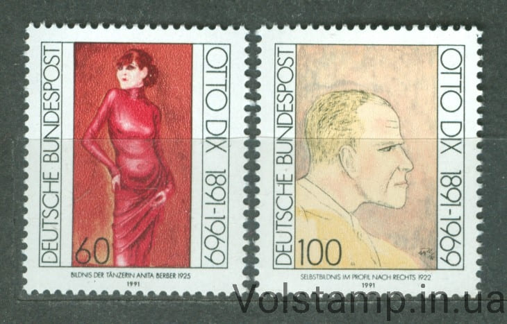 1991 Германия, Федеративная Республика Серия марок («Портрет танцовщицы Аниты Бербер») MNH №1572-1573
