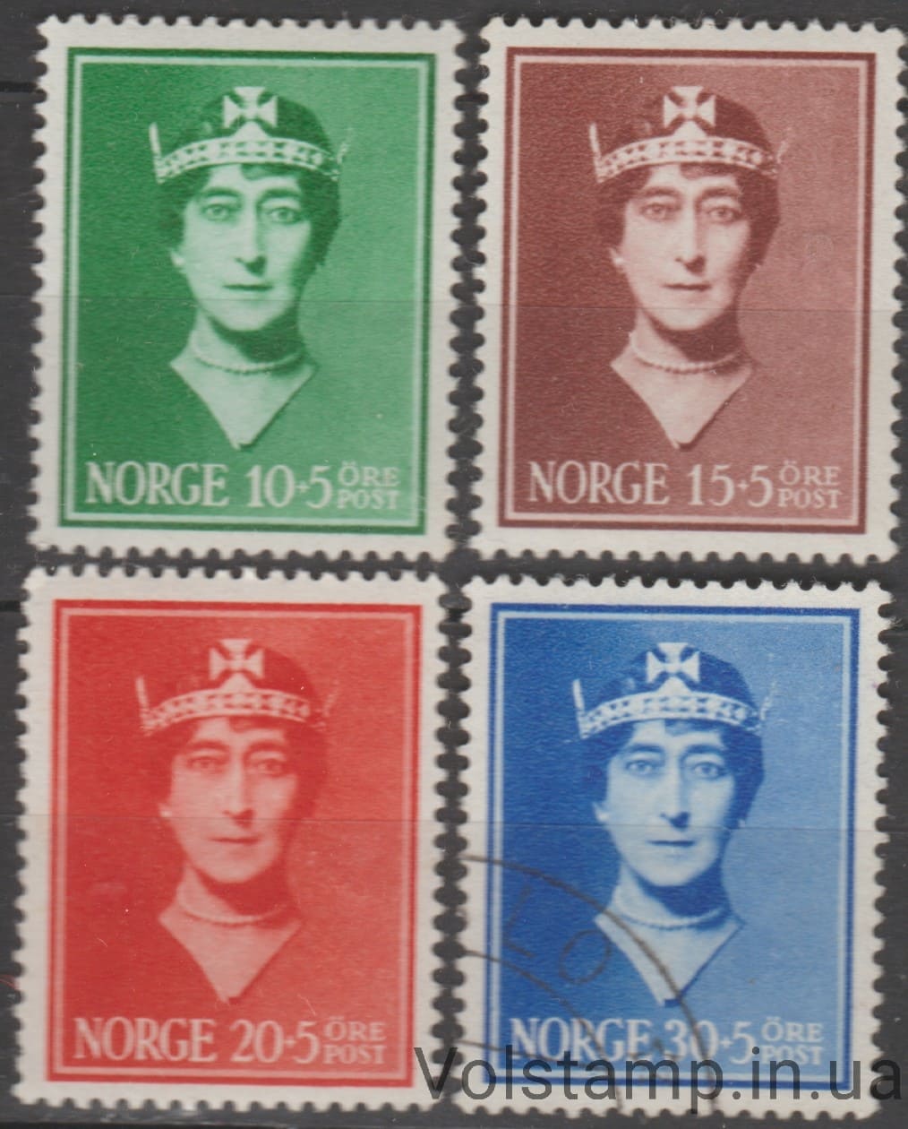 1939 Норвегия Серия марок (Королева Мод) MH + Гашеная №203-206