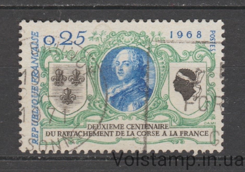 1968 Франция Марка (Второе столетие со дня присоединения Корсики к Франции.) Гашеная №1637