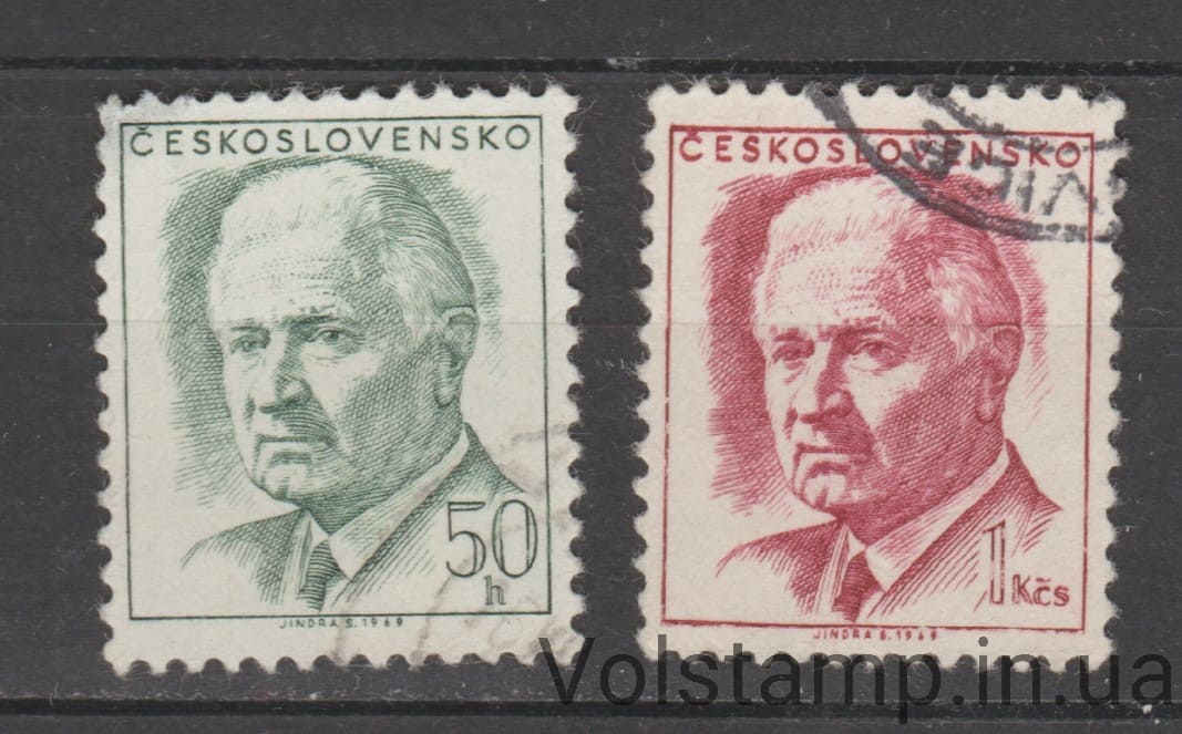 1970 Чехословакия Серия марок (Людвик Свобода (1895-1979), президент) Гашеные №1920-1921