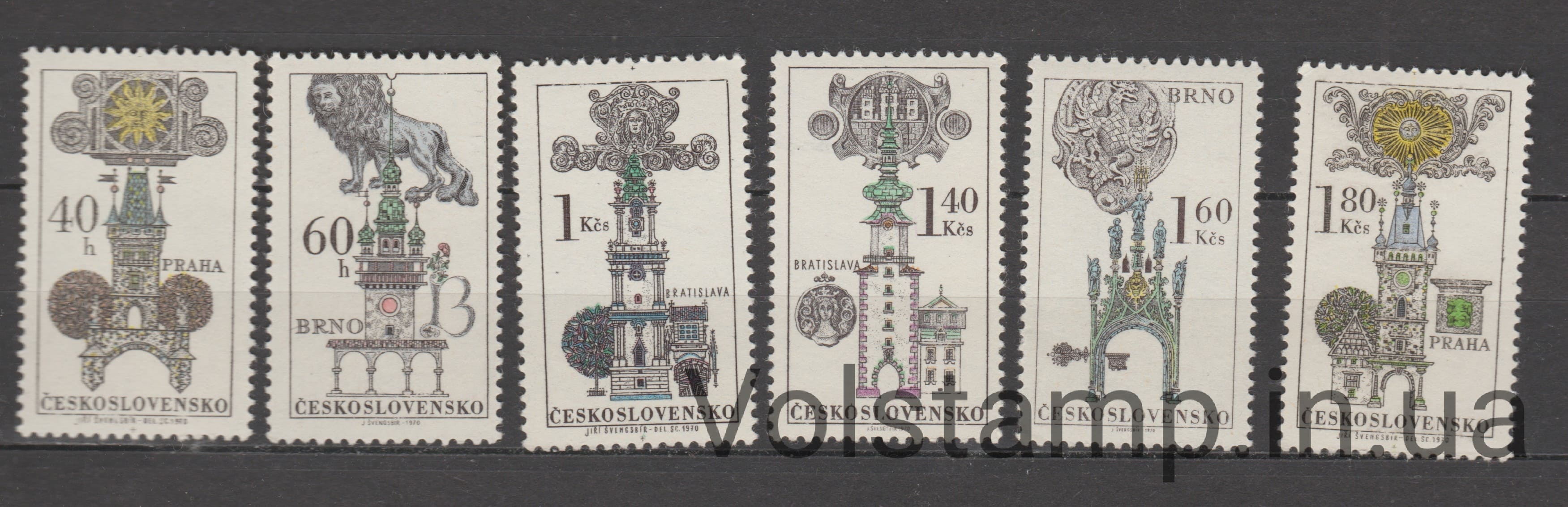 1970 Чехословакия Серия марок (Вывески и порталы домов) MNH №1952-1957