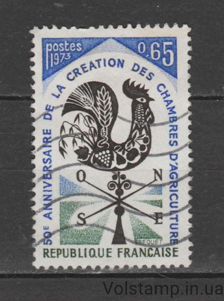 1973 Франция Марка (50 лет со дня создания Сельскохозяйственной палаты) Гашеная №1858