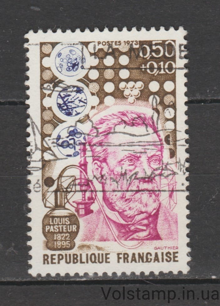 1973 Франция Марка (Пастер, Луи (1822–1895)) Гашеная №1848