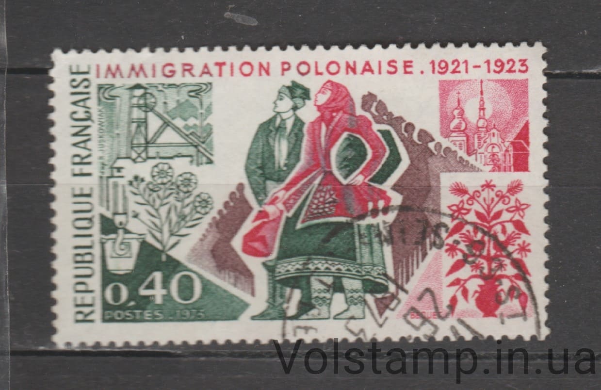 Франция Марка (Польская иммиграция 1921-1923 гг.) Гашеная №1820 1973 Франция Марка (Польская иммиграция 1921-1923 гг.) Гашеная №1820